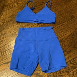 Aritzia TNA Golden Butter Hold Tight  Sports Bra and Biker Shorts - Size Small/4